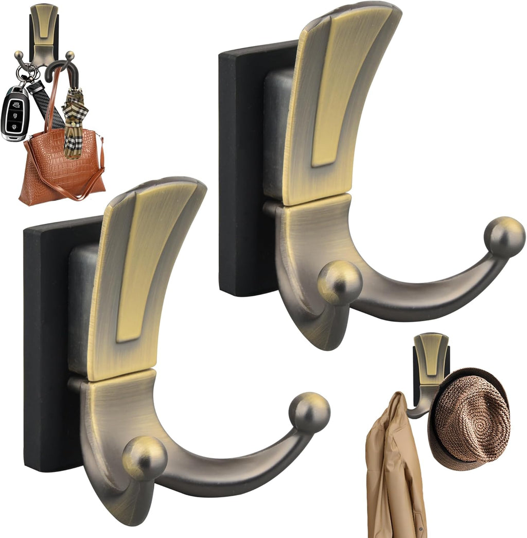 ULIBERMAGNET Magnetic Coat Hooks - Retro Heavy-Duty Double Hooks for Metal Doors | Perfect for Towels, Coats, and Bags
