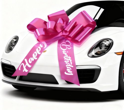 30 Inch Giant Rosy Car Bow - Extra Large Birthday Gift Bow with Secure Adhesive | Reusable Ribbon Decor