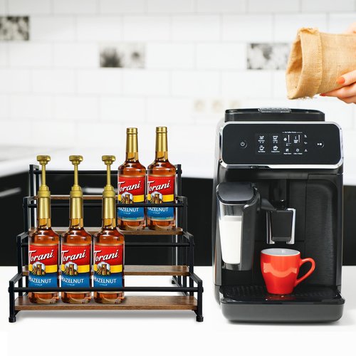 Klxuyuo 4-Tier Coffee Syrup Rack for 20 Bottles (750ml)–Sturdy Coffee Syrup Organizer Holder for Kitchen, Café, Office