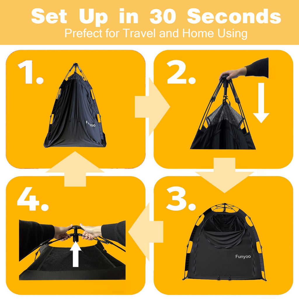 Funyoo Pop Up Blackout Tent for Babbies and Toddlers, One Click Setup Baby Travel Crib Tent, Blackout Cover for Pack N Play and Baby Crib