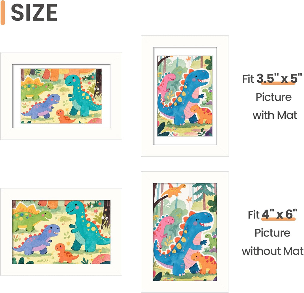 Upsimples 4x6 Picture Frame - Versatile Wall Hanging for 3.5x5 or 4x6 Photos | White, 1 Pack