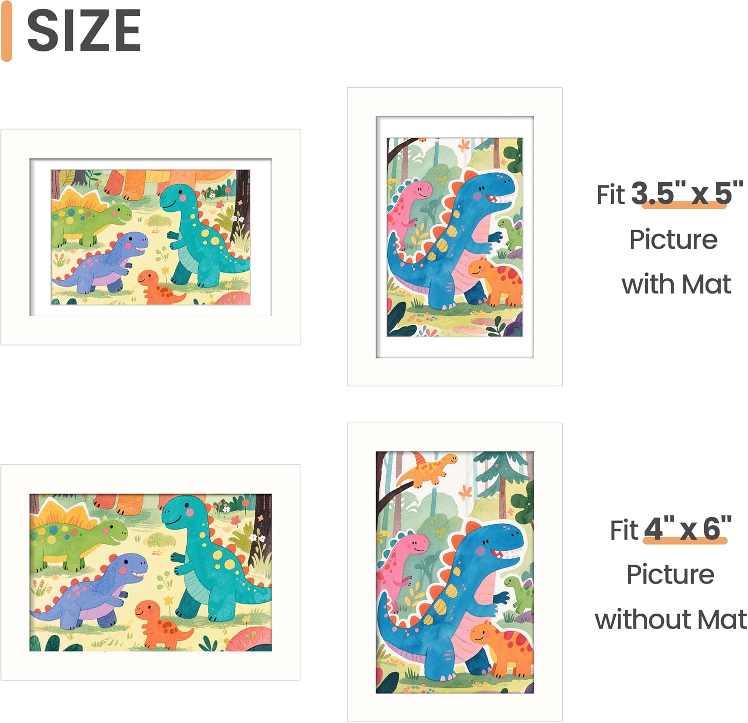Upsimples 4x6 Picture Frame - Versatile Wall Hanging for 3.5x5 or 4x6 Photos | White, 1 Pack