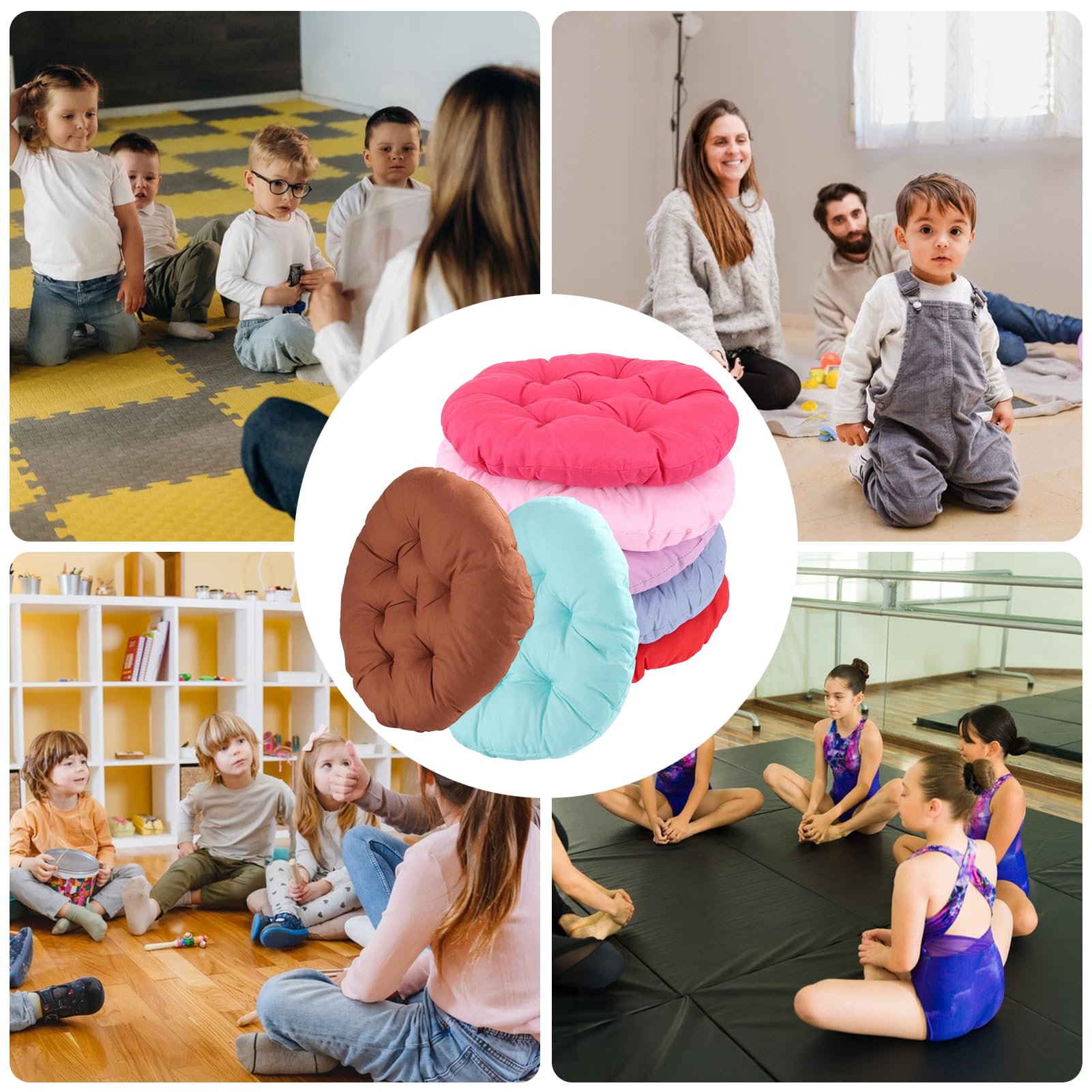 16 Pcs 16 Inch Round Floor Pillows Round Floor Cushions for Kids and Toddlers Flexible Seating Pillows Chair Floor Cushion Reading Cushion for Classroom Home School Playing Supplies(16 Colors)