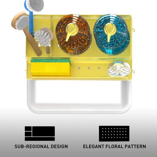 Cisily Kitchen Sink Caddy - Gold Stain-Resistant Tray with 4 Storage Spaces | 5.3" Wide, 9.49" Long