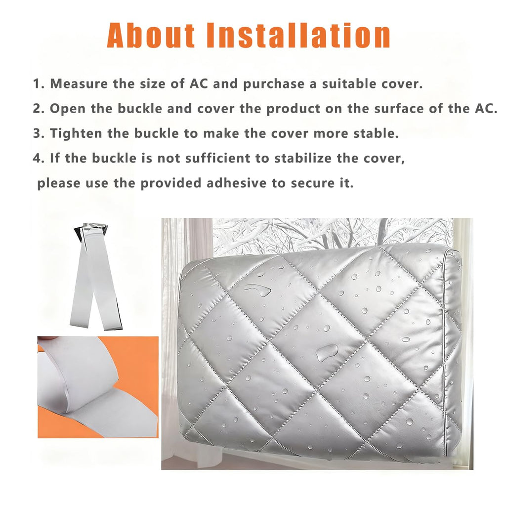 CHICHIBEBE Thickened Window Air Conditioner Cover Silver - Windproof Waterproof Insulated - AC Cover for Window AC Units Universal Cold air Block(XX-Large)