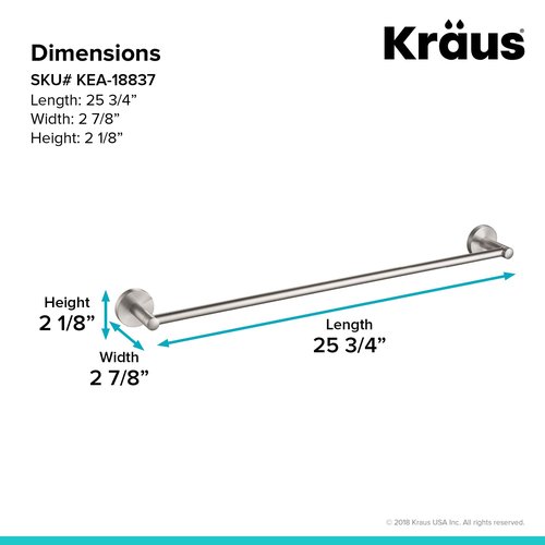 KRAUS Elie 24-inch Bathroom Towel Bar, Brushed Nickel Finish, KEA-18837BN