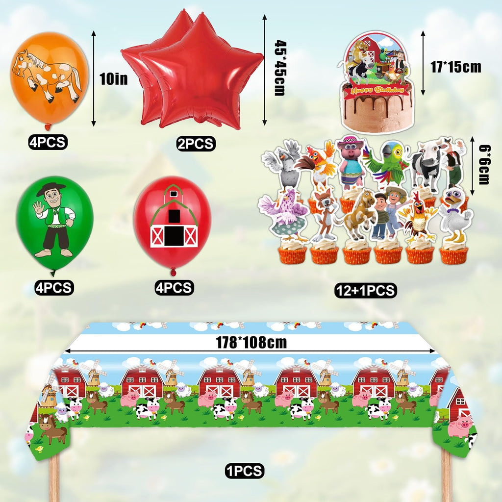 Farm Theme Birthday Decorations, Party Decorations, Birthday Party Supplies, Banner, Balloons, Tablecloth, Cupcake Toppers, Large Cake Decorations, Table Cover (1 year old)