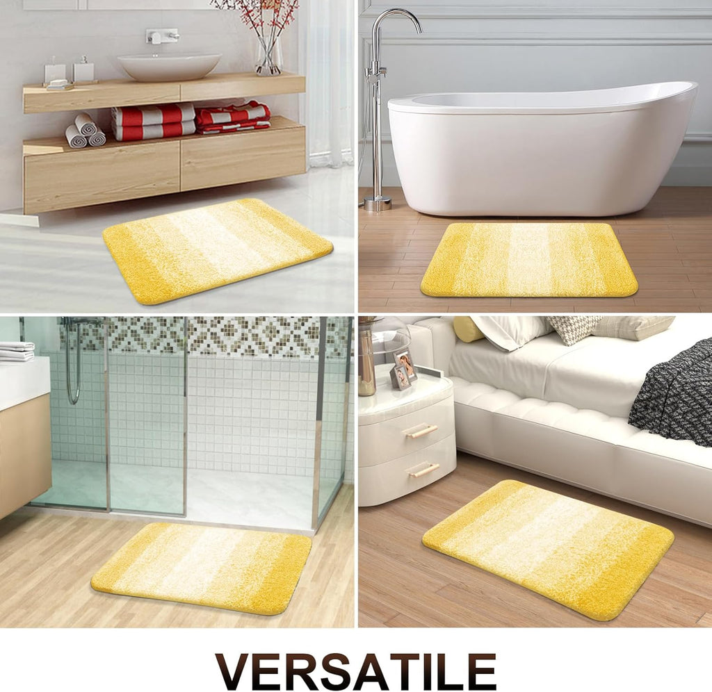 OLANLY Bathroom Runner Rug - Extra Soft Microfiber Mat 59x24 | Quick Dry, Washable, Rubber Backing, Yellow