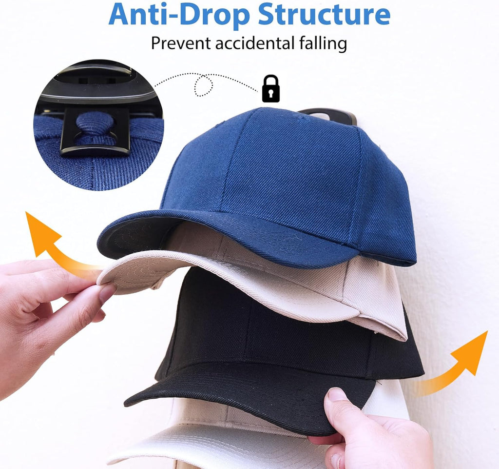 MACOPRO Hat Organizer - Wall-Mounted Baseball Cap Rack | 2 Pack Storage Solution for Up to 40 Hats