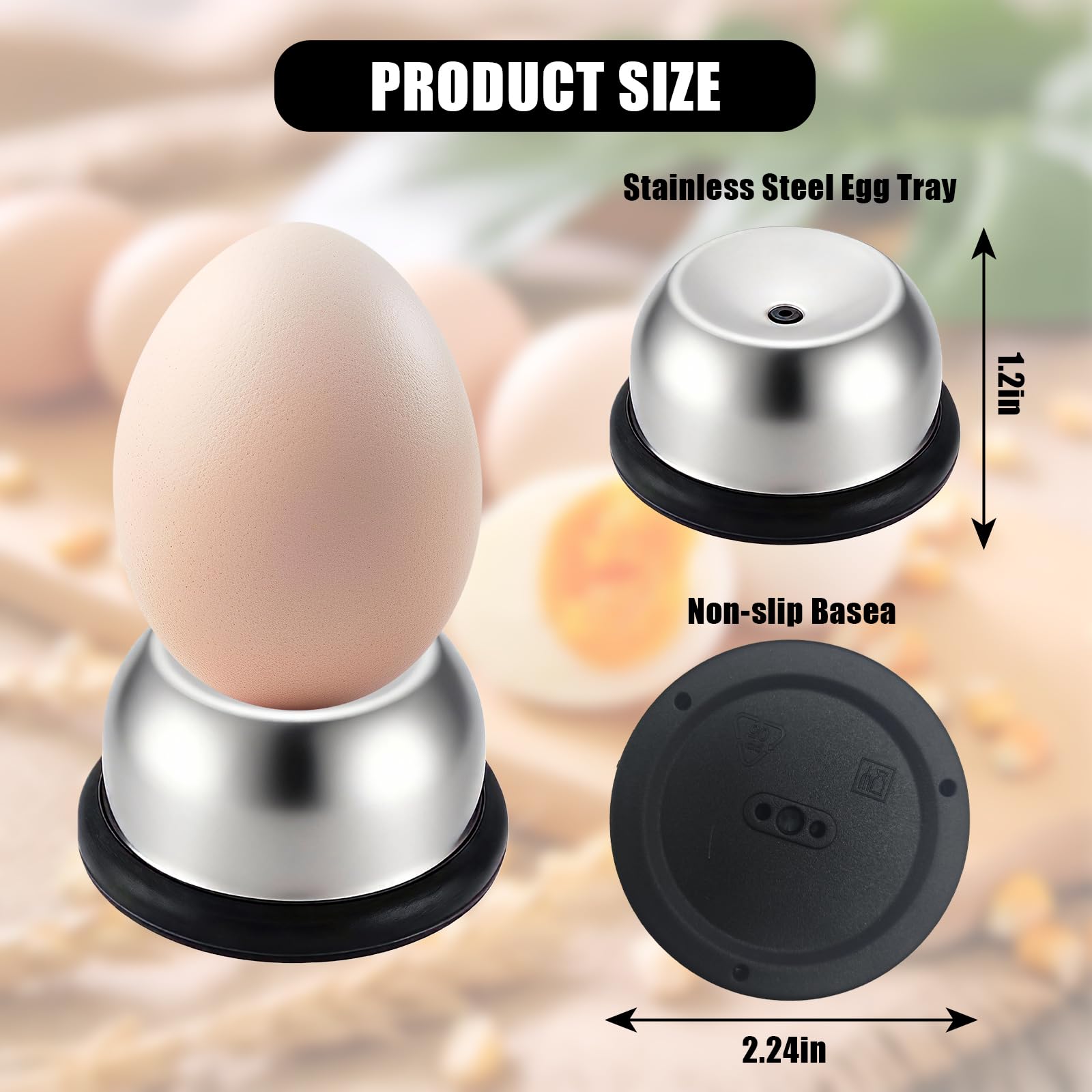 Egg Piercer for Raw Eggs, Stainless Steel Needle Egg Punch Tool with Black Anti-Slip Base to Get Good Hard Boiled Eggs for Home and Commercial Kitchen Use