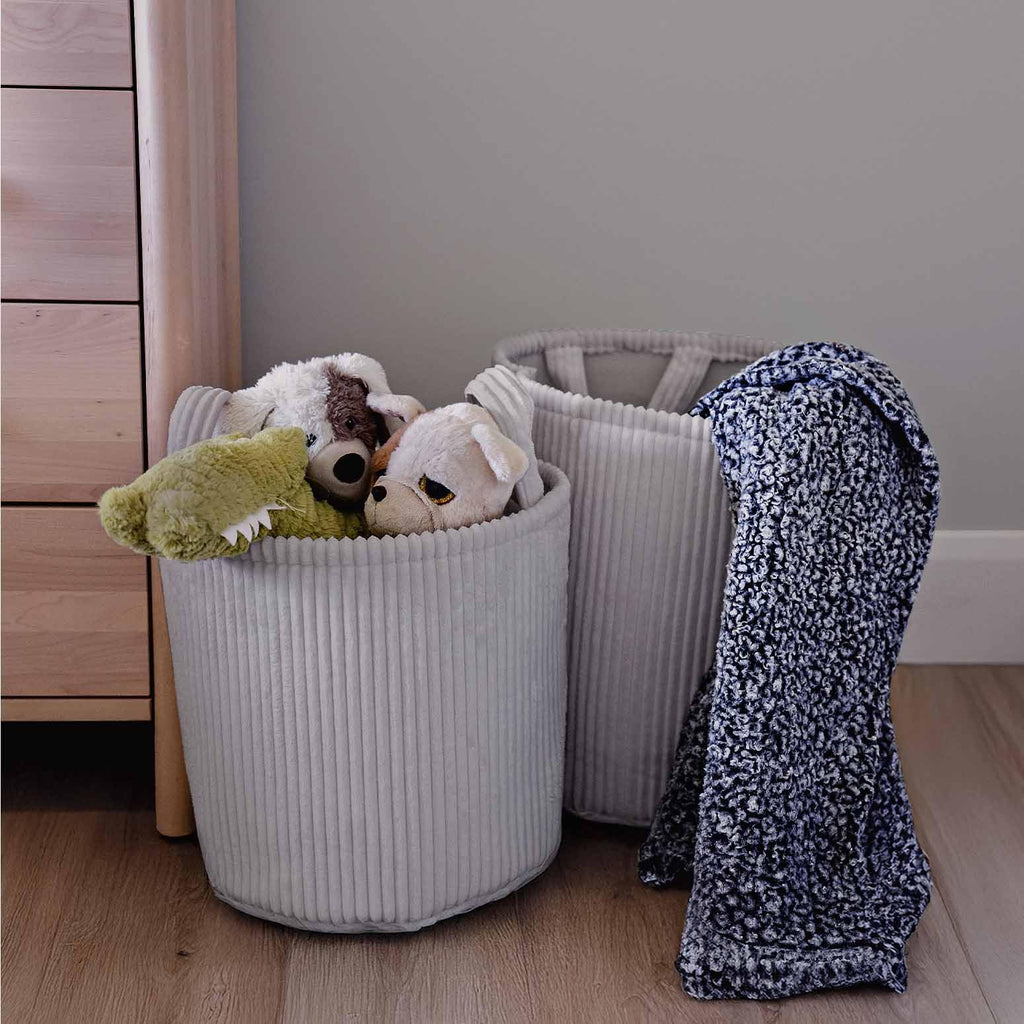 PUTSKA Blanket Basket – Round Storage for Toys and Blankets, Clothes, Stuffed Animals – Soft Baby Girl Basket for Nursery, Kids Room, Bedroom, Living Room – Large, Brown