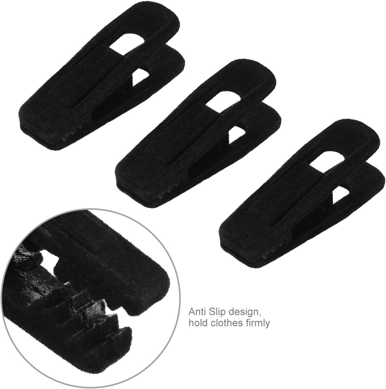 Tinfol Velvet Hanger Clips - 24 Pack Black Pants Clips with Strong Grip for Slim-Line Hangers