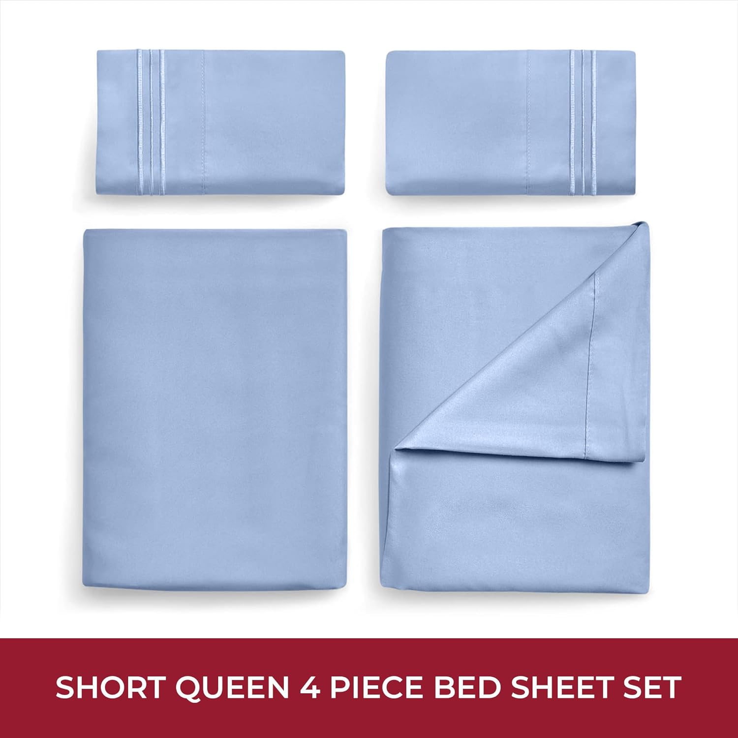 Mellanni RV Short Queen Sheets - Iconic Collection Luxury Bedding | Extra Soft, Cooling, Deep Pocket (Sky Blue)
