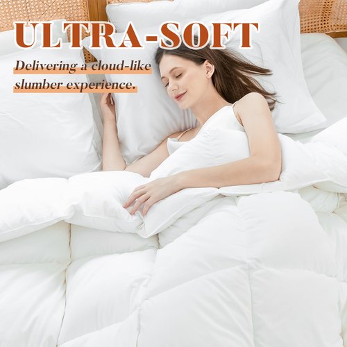 Cosybay King Size Feather Down Fiber Comforter Ultra Fluffy Duvet Insert, All Season White Cotton Cover Luxury Hotel Bed Comforter with Corner Tabs, 106x90 Inch