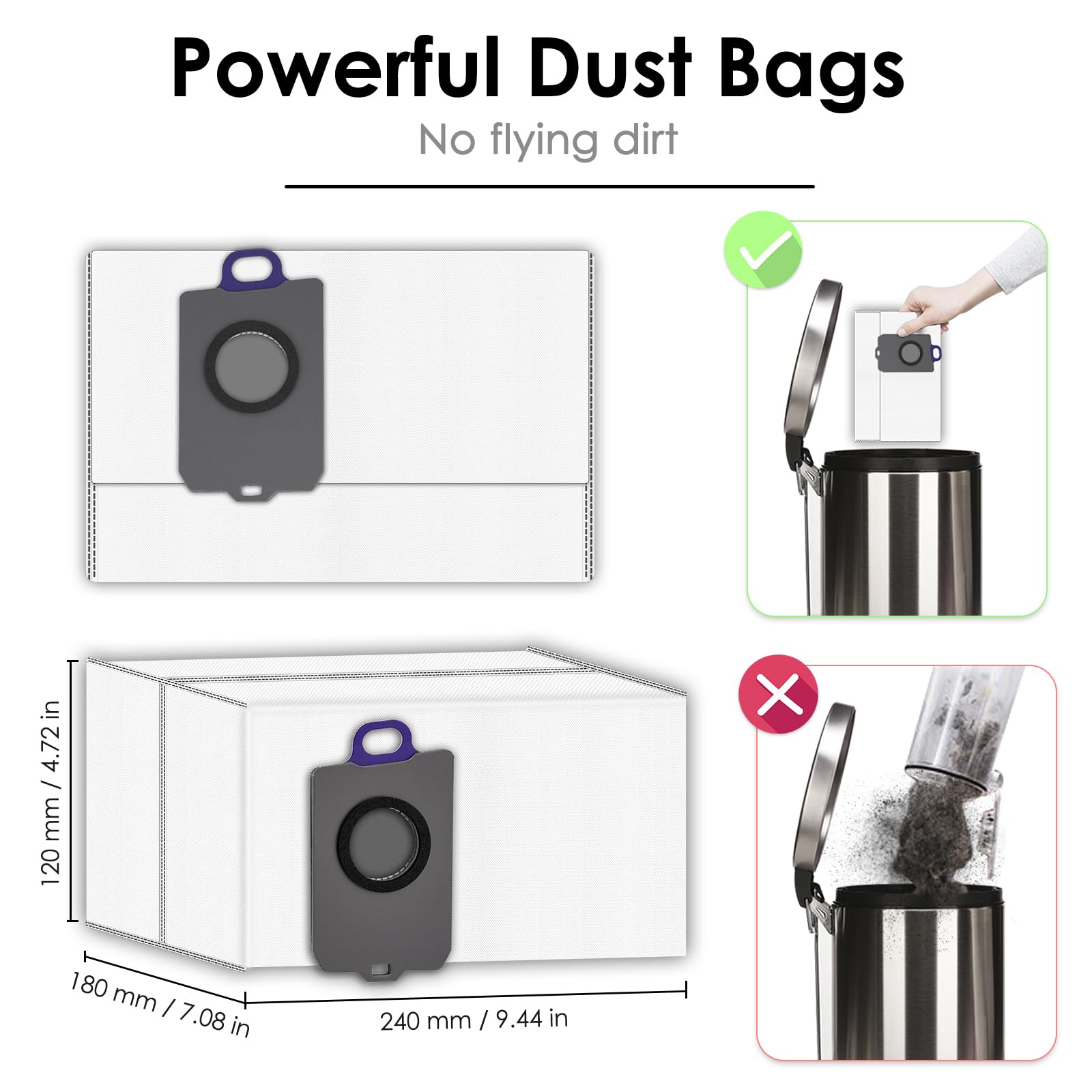 (15 Pack) Freo Z Ultra Replacement Dust Bags compatible with Narwal Flow, Freo Z Ultra Vacuum Cleaner, Disposal Bag Accessories, Freo Z Ultra Robot Vacuum Bags, Filter Bags, Canister Bags