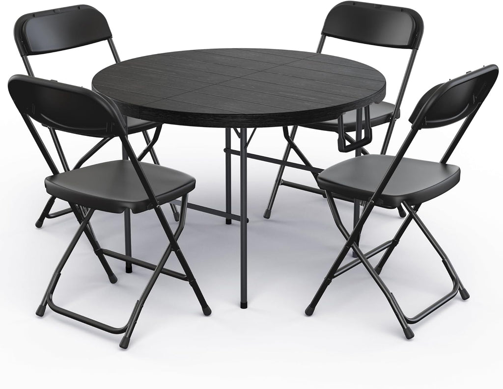 Modern Space 3.5 Feet Circular Round Foldable Table - Heavy Duty Portable Design for Indoor/Outdoor Events