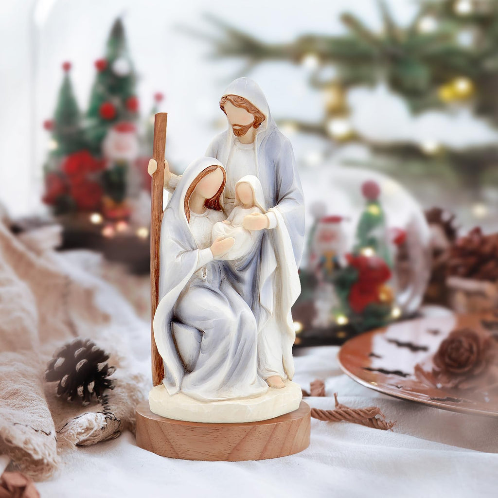 Skiennix Christmas Nativity Set - Large Hand-Painted Holy Family Figurines | 10" Indoor Decorations