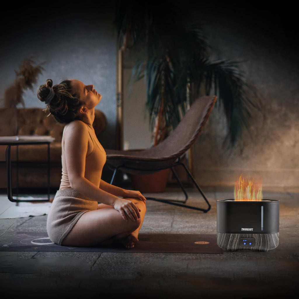 ZMARKRAFT® 3L Large Humidifier with Special Flame Light Effect, Quiet Ultrasonic Humidifying, Top Fill and Adjustable Mist Level, Cool Mist Humidifier for Any Season for Bedroom and Living Room