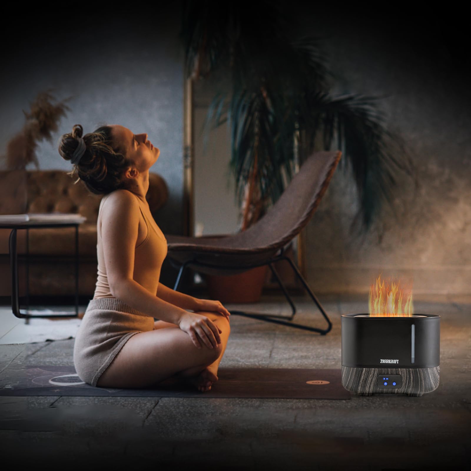 ZMARKRAFT® 3L Large Humidifier with Special Flame Light Effect, Quiet Ultrasonic Humidifying, Top Fill and Adjustable Mist Level, Cool Mist Humidifier for Any Season for Bedroom and Living Room