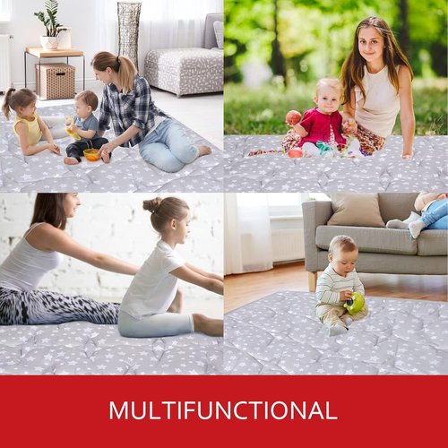 Hiaksedt Baby Play Mat - Non-Slip Padded Crawling Mat for Floor | 50" x 50" One-Piece Design