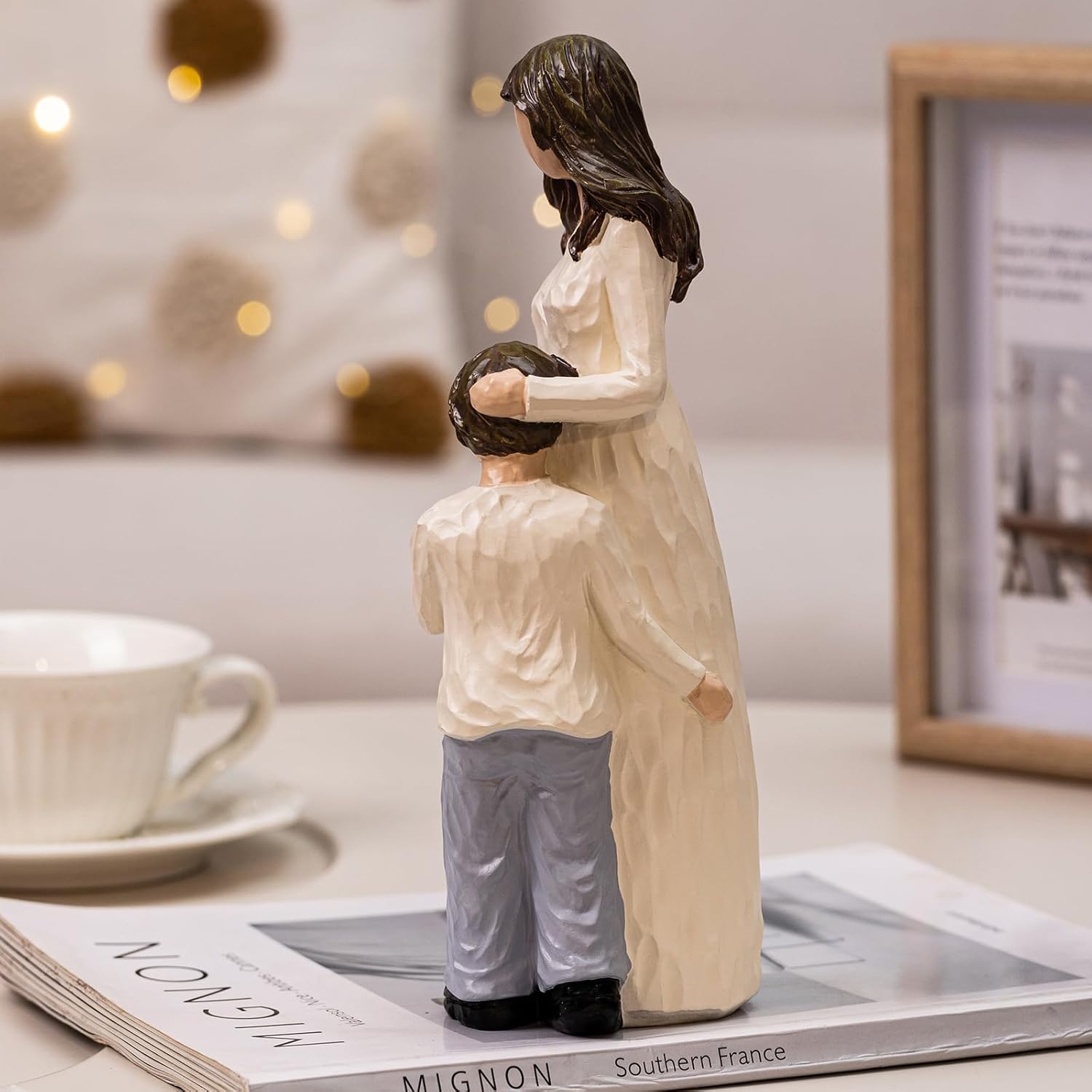 Regine Switzerland Mother and Son Figurines - Hand-Painted Family Sculpture Gift | 9.5" H for Birthdays & Holidays