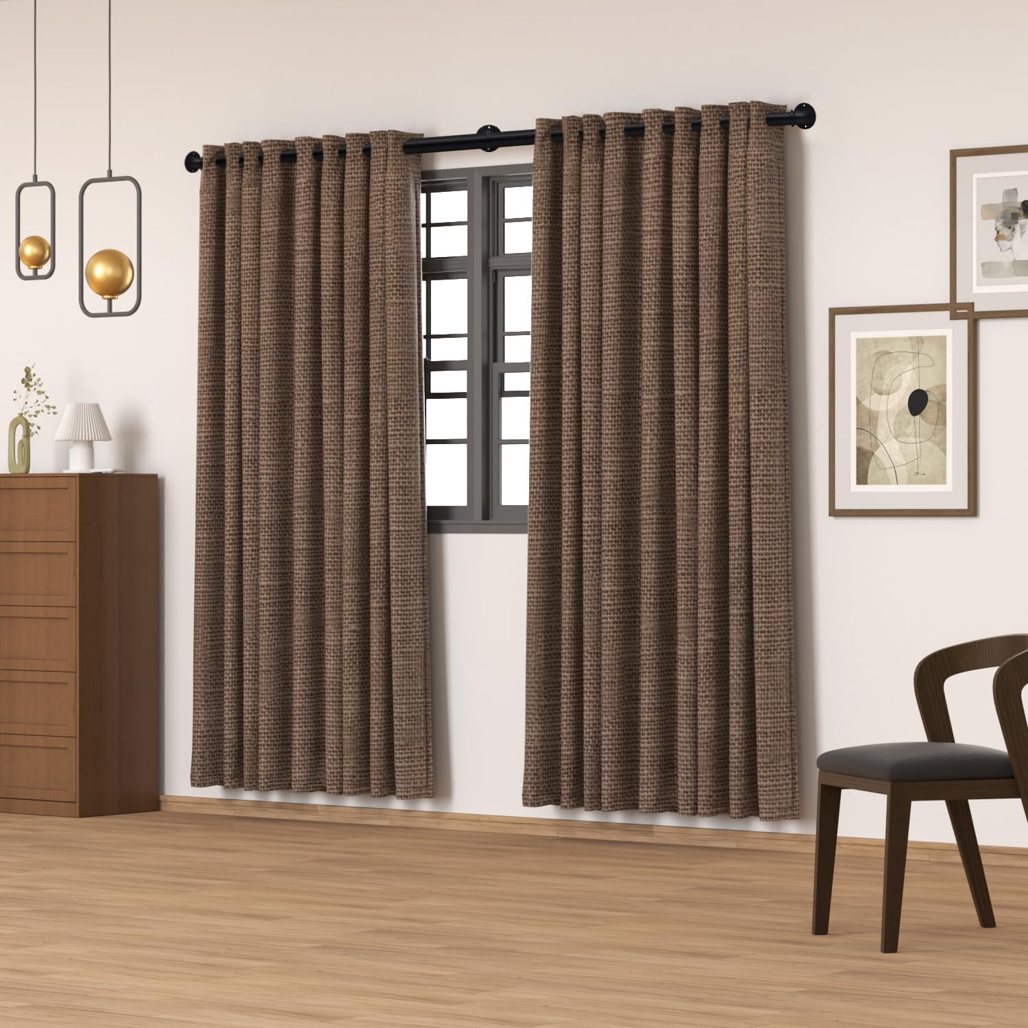 Skiennix Black Curtain Rods - Adjustable 18 to 88 Inch Length | Industrial Style, 1 Inch Diameter