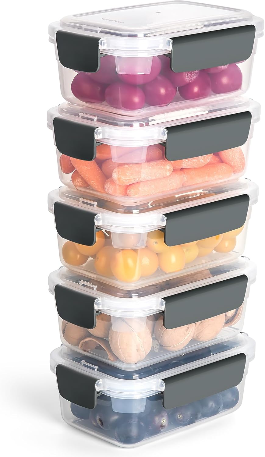 YORY 3-Cup Plastic Food Storage Containers - Nestable, Freezer & Dishwasher Safe | 5-Pack Set
