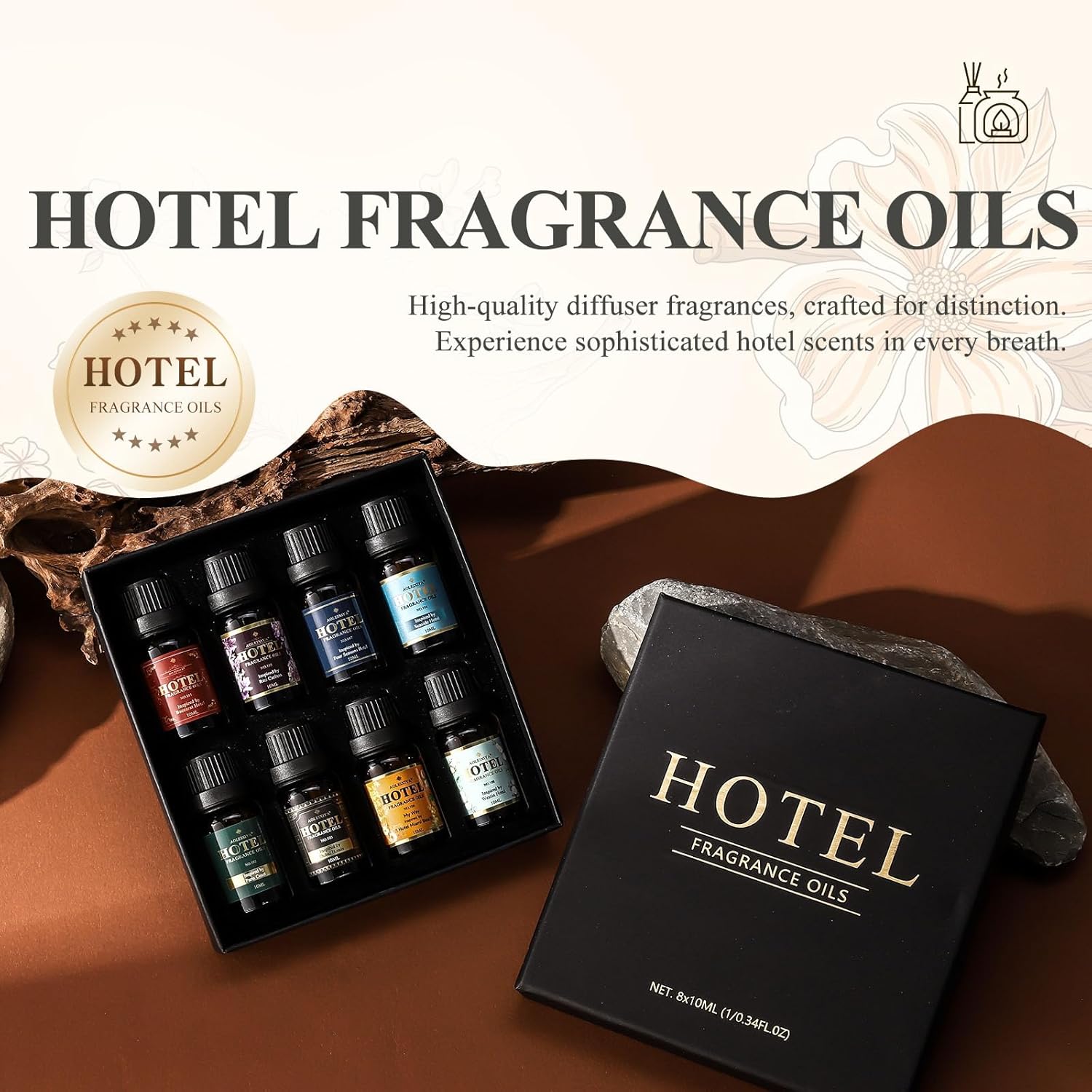 Skiennix Hotel Diffuser Oil Gift Set | 5-Star Fragrance Collection - My Way, White Tea, Baccarat, Dubai, Beachfront Villa