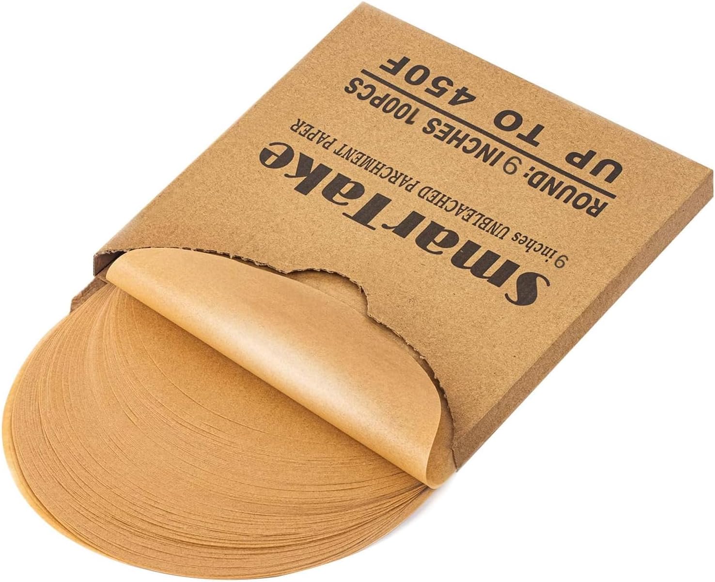 SMARTAKE Unbleached Parchment Paper Baking Sheets - 100 Pcs Round, 9 Inches Non-Stick for Baking & Grilling