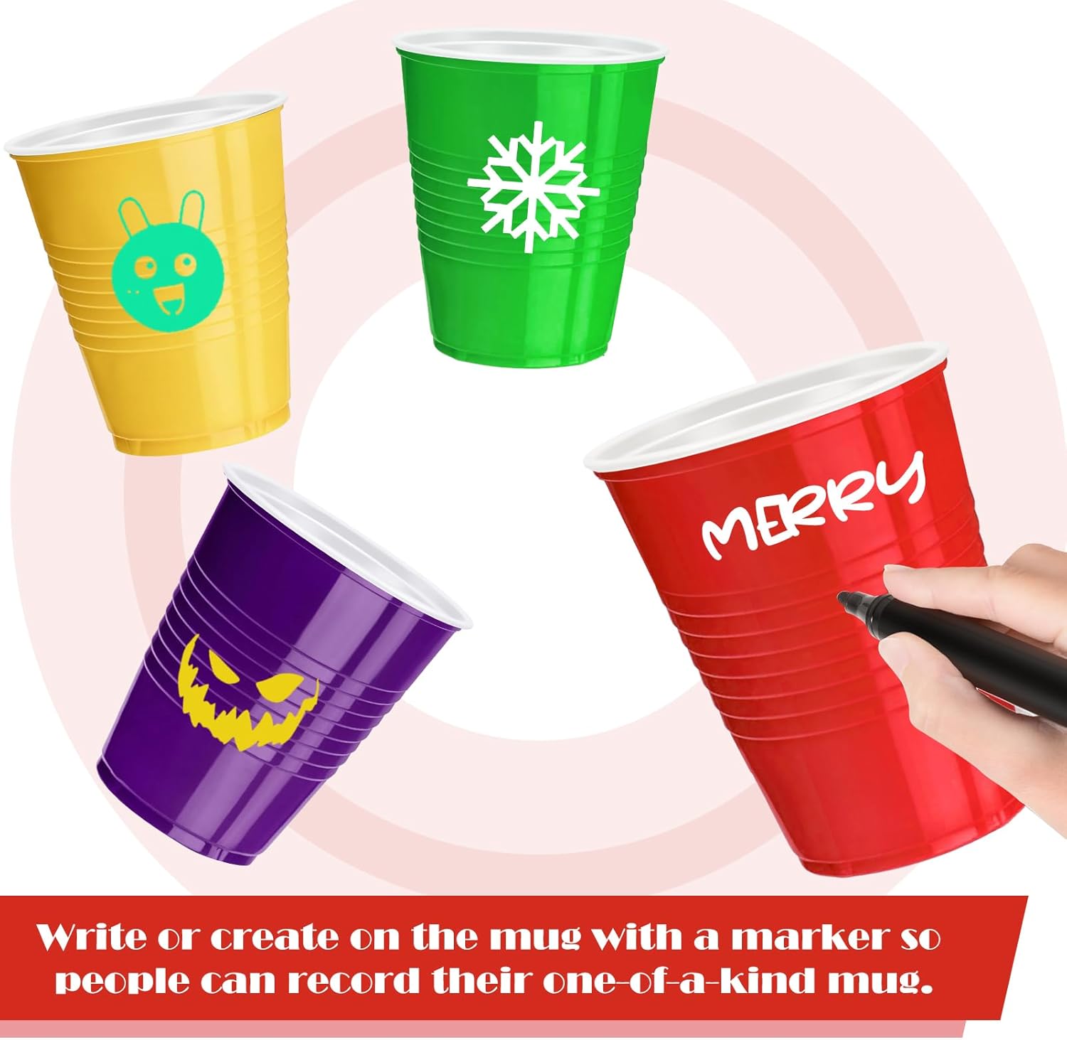 Skiennix 120 Pcs 12 Oz Colorful Plastic Cups - Disposable Party Cups for Thanksgiving & Picnics