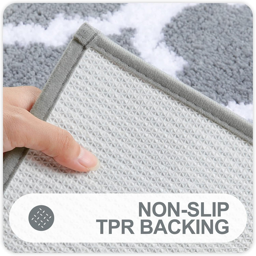 OLANLY Bathroom Rugs Set - 2-Piece Microfiber Bath Mats | Non-Slip, Absorbent, Machine Washable (Grey, 24"x16" & 24"x20")