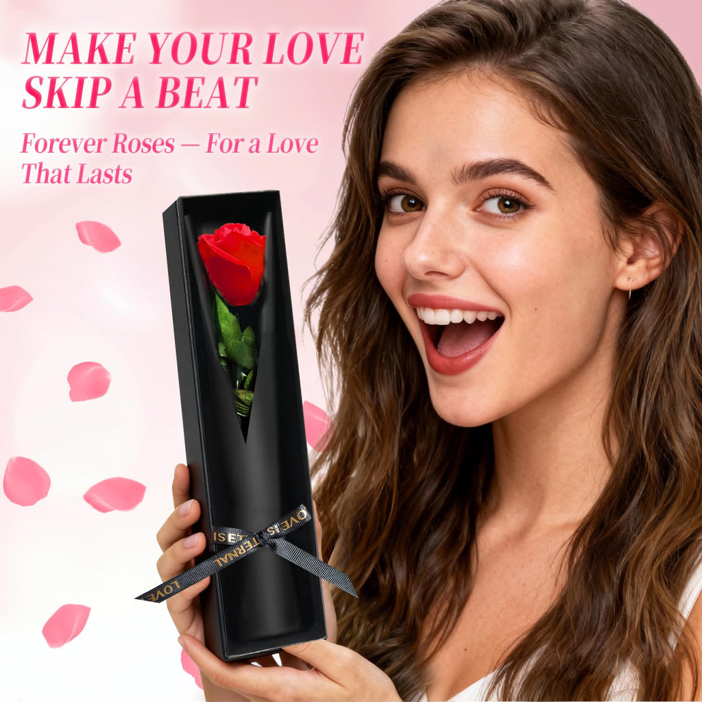 Leebean Single Forever Roses Luxury Gift for Women/Men, Birthday Gifts for Women,Flowers Gifts for Girlfriend,Wife,Mom,Anniversary,Valentine's Day,Wedding,Graduation,Presents for Her,Red