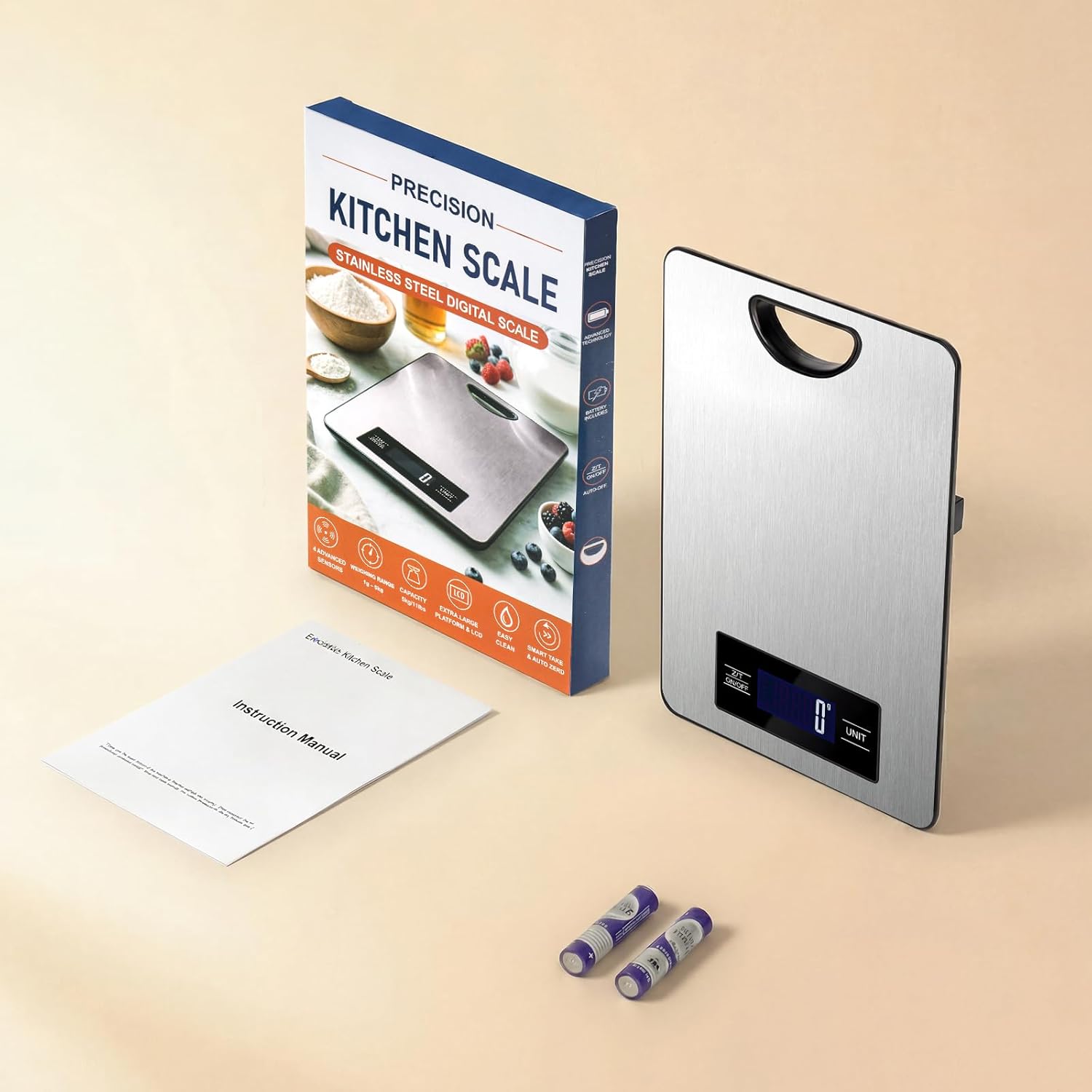 Skiennix Digital Food Scale - High Precision 11lb Kitchen Scale with Hang Loop | Stainless Steel Design