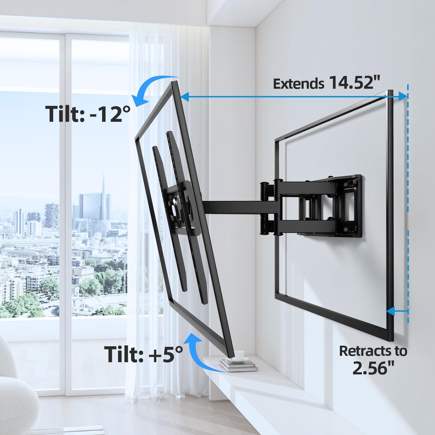 USX STAR Full Motion TV Wall Mount Bracket - Fits 32-70 Inch TVs, Swivel & Tilt, Max VESA 400x400mm, 110 lbs Capacity