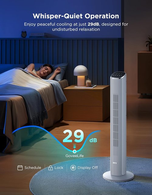 GoveeLife Smart White Tower Fan - 36" Oscillating Floor Fan with App/Voice Control & Quiet Operation