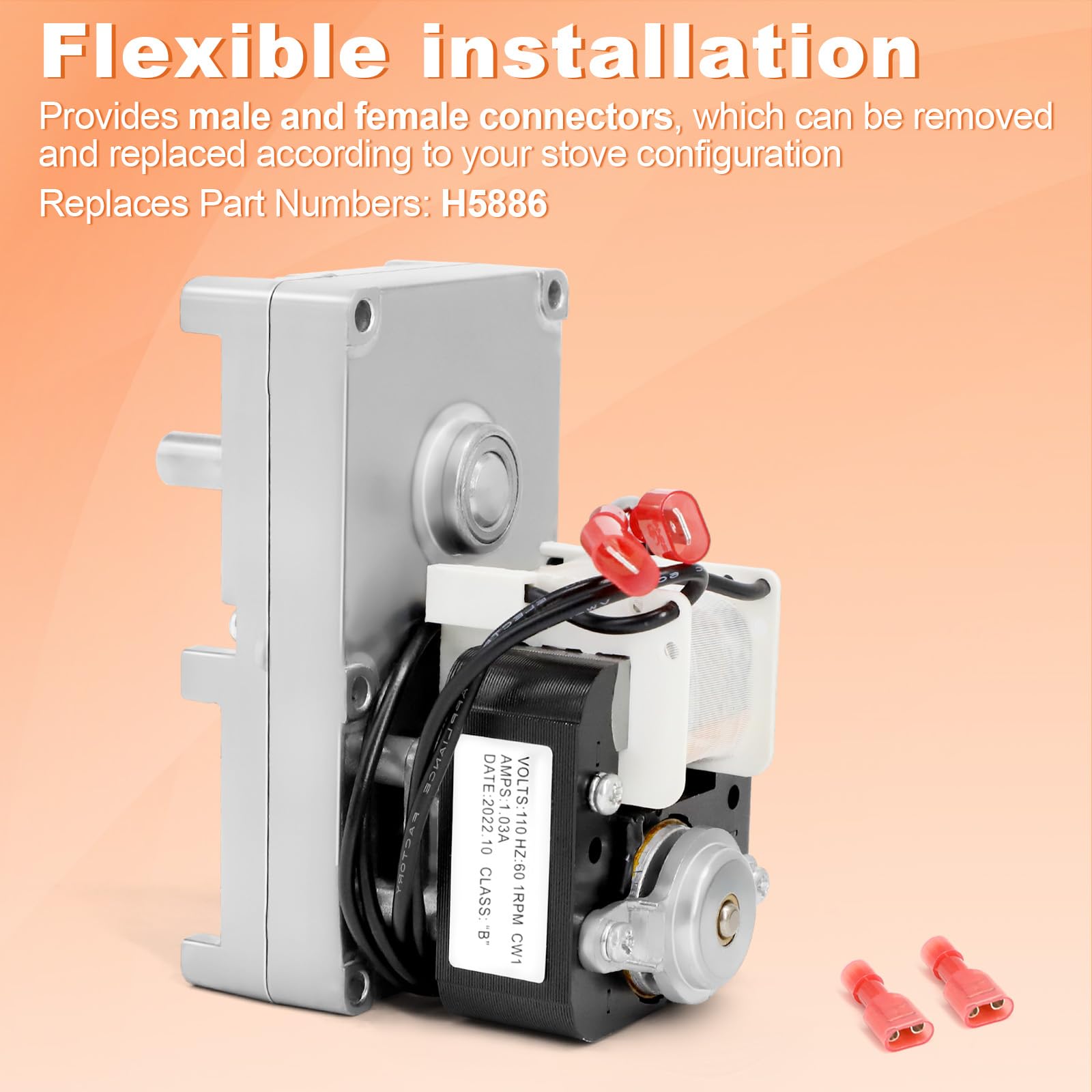 H5886 Auger Motor for Whitfield Advantage I, II, II-T, III, Profile 20 30, Lennox Winslow PS40, Quest Pellet Stoves, Agitator Auger Feeder Gear Motor Replacement 1 RPM