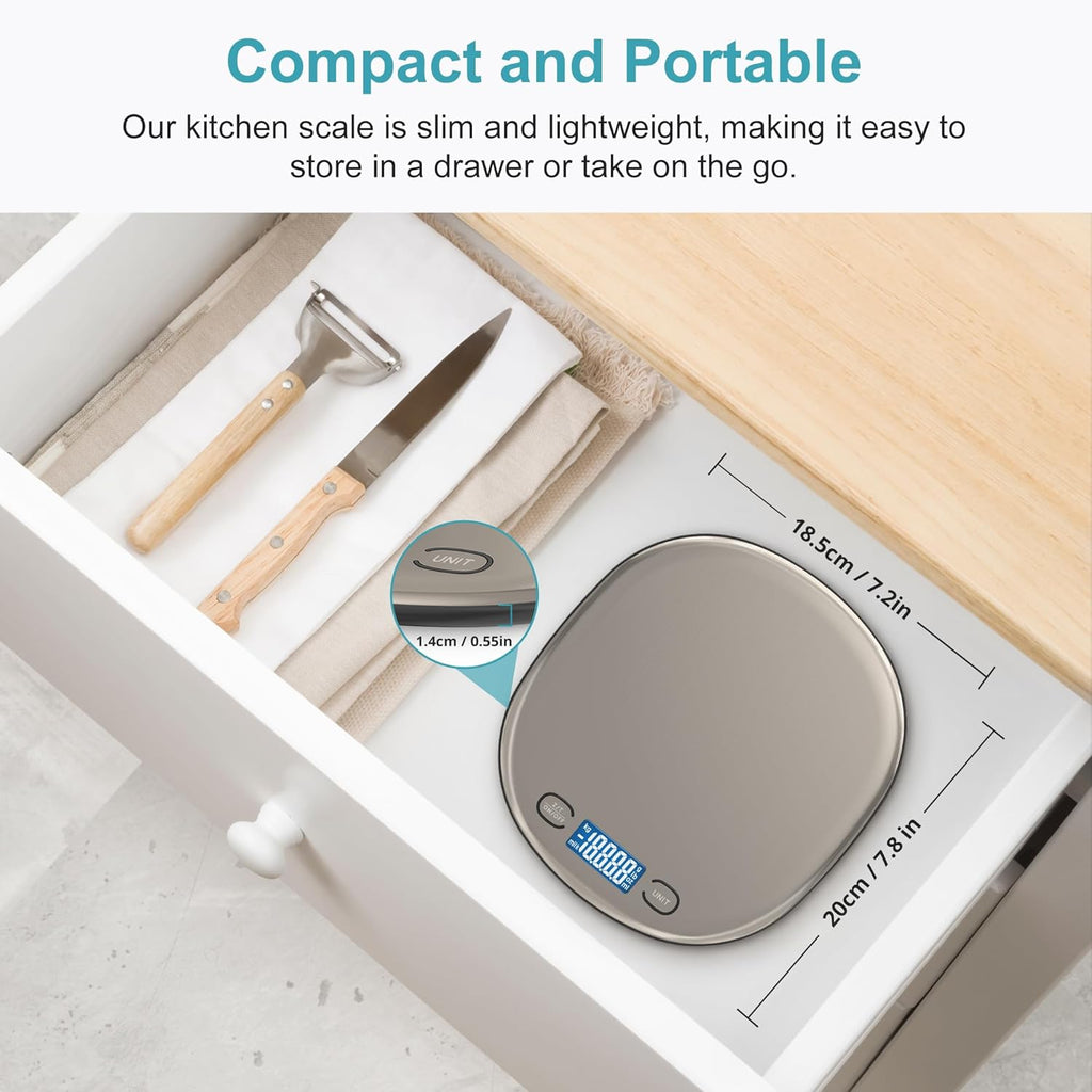 Ultrean Food Scale - 33lb High Capacity Digital Kitchen Scale with LCD Display & Slim Design | Precise 1g Graduation for Cooking & Baking