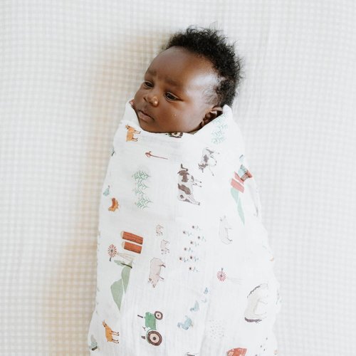 Little Unicorn Premium Crib Sheet - Breathable Super-Soft Muslin Fabric in Tan Gingham