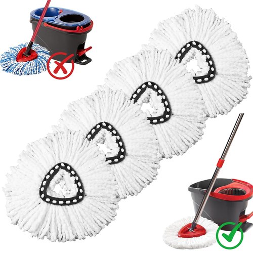 Jikefa 4 Pack Mop Heads Replacements, Compatible with O Cedar Easywring 1-Tank System Easy Wrin Spin Mops, Triangle Swivel Microfiber Mops, Washable & Easy to Replace