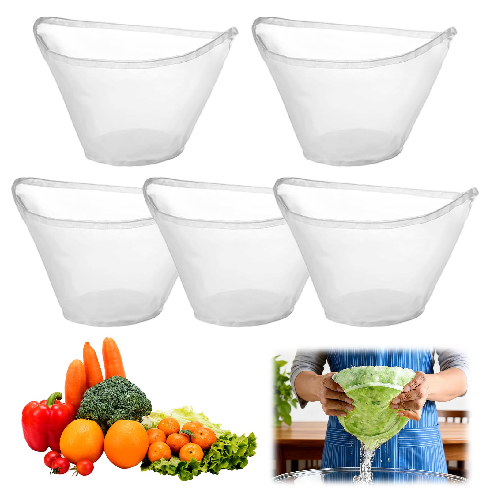 5 PCS Cheese Cloth Bags for Straining Reusable Nylon Fine Mesh Filter Bags Cheesecloth Bag Nut Milk Bag For Nut Milk, Dumpling Fillings, Juice, Cooking and Cheese Making 15 Inch