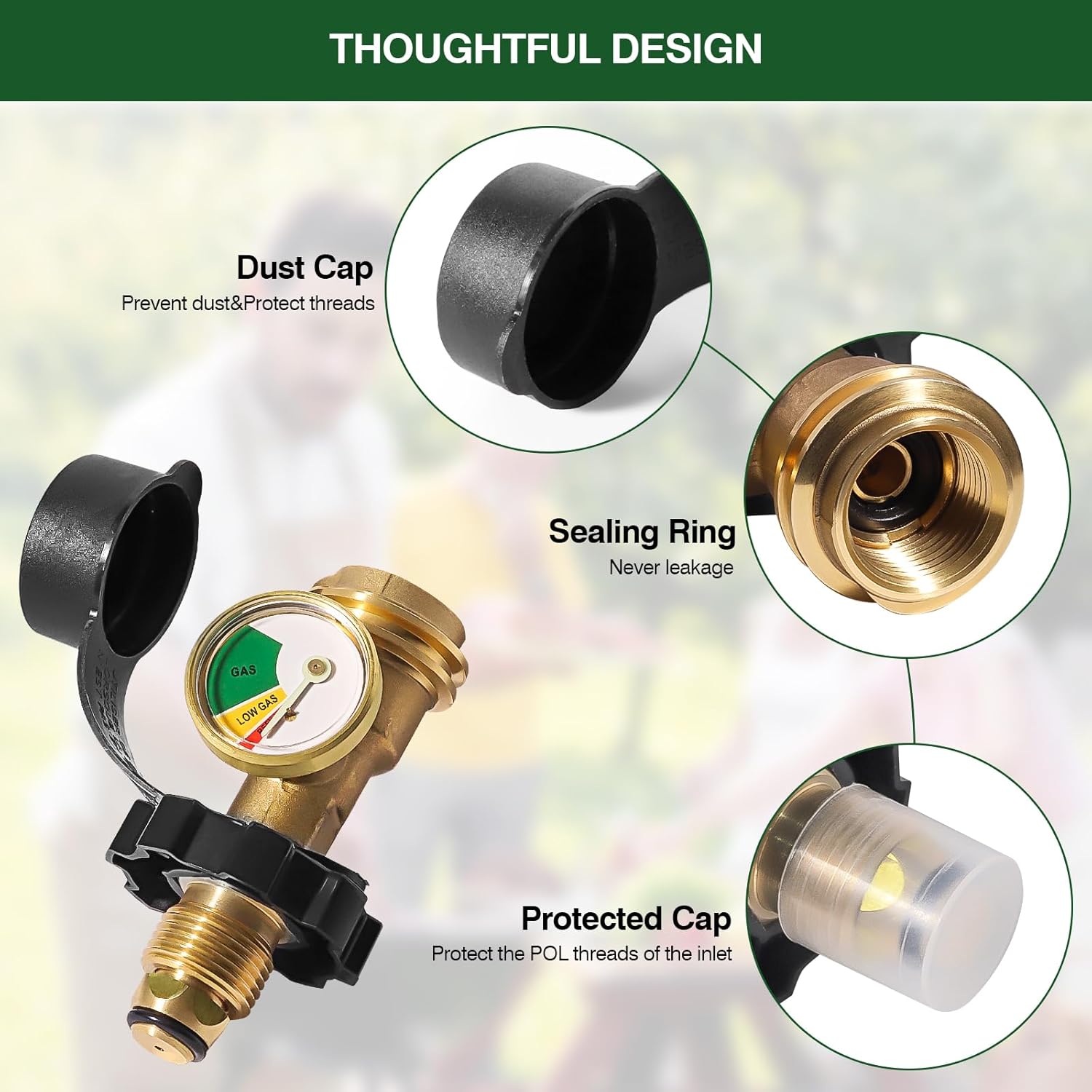 Propane Tank Adapter by [Brand Name] - 100 lb Gauge for Universal POL to QCC1 Conversion - Solid Brass
