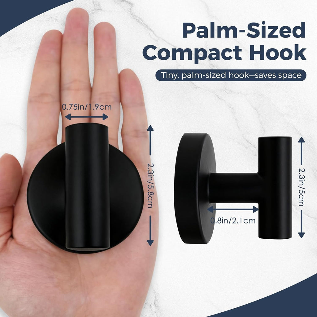 Skiennix Heavy Duty Suction Cup Hooks - Removable Shower Hooks for Glass, Tile & Mirror - 4 Pack (Black)