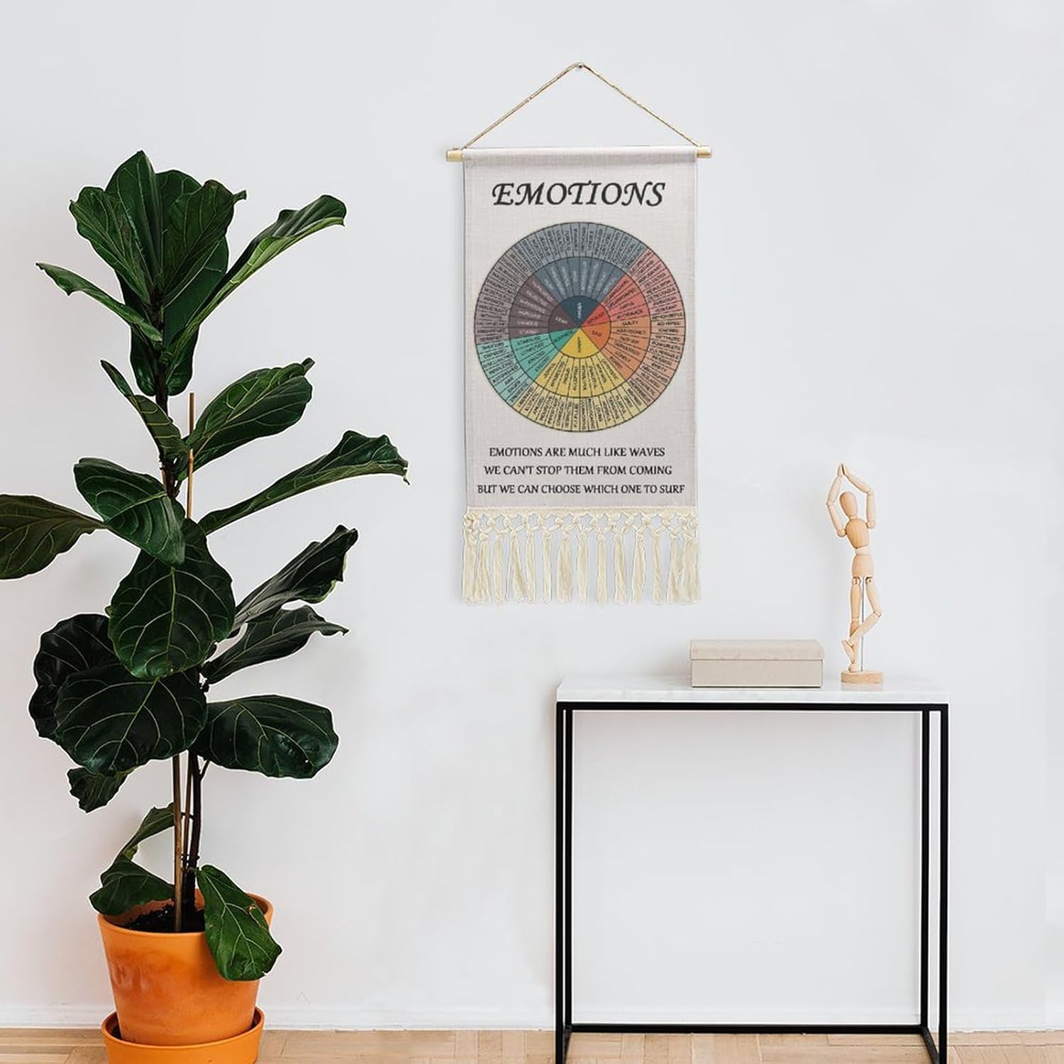 Skiennix Emotions Feelings Wheel Chart | Mental Health Tapestry for Therapy Offices - Cotton Linen Wall Art