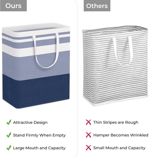 HomeHacks Large Laundry Basket - Waterproof & Collapsible Hamper with Extended Handles | 125L, Blue