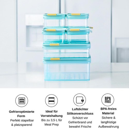 LocknLock HFL106 Freezer Fit Plastic Food Storage Container with Lid for Kitchen, Lunch, Meal Prep, and Leftovers, BPA-Free, Airtight, Leakproof, Microwave, Dishwasher-Safe, 3.5L