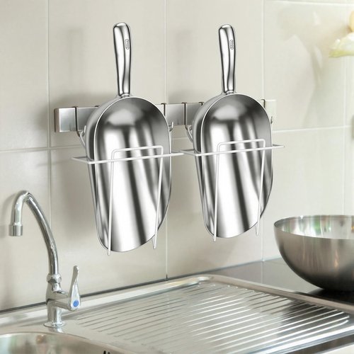Teecyhooo 2 Set 58 oz Aluminum Ice Scoop with Holder Large Metal Utility Scoop Professional Grade Scooper for Ice, Flour, Candy, Sugar, Rice, Popcorn, Coffee, and Beans for Home or Commercial Kitchens