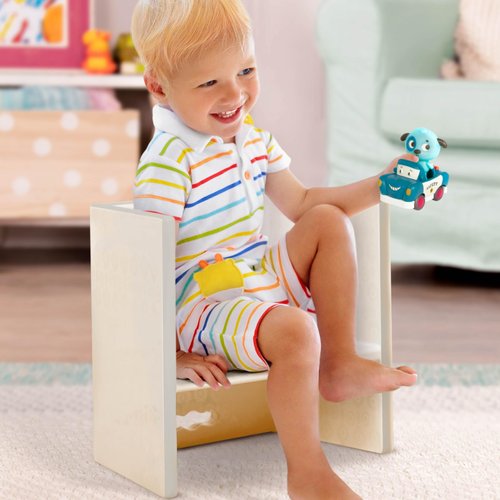 B. toys – 3-in-1 Step Stool and Chair for Toddlers – Ivory White – Durable & Lightweight Design – Furniture for Preschoolers 2+ Years