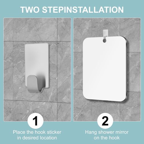 Shatterproof Fogless Shower Mirror,Fogless Shaving Mirrors Wall Hanging Makeup Mirror,Anti Fog Acrylic Shatterproof Mirror in Bathroom Shower with steelHook,for Bathroom Shaving&Makeup9.84inx7.87in