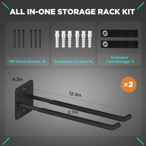 **Heavy Duty Garage Hooks by [Brand Name] - 12.4 Inch Wall Mount Hangers | Max Load 200 lbs for Ladders, Tools & More**