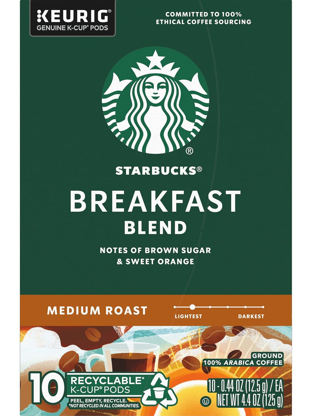 Starbucks Coffee K-Cup Pods - Breakfast Blend Medium Roast for Keurig - 20 Pods Total